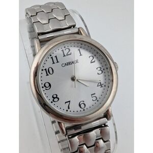 Carriage Timex Watch Women 28mm Case Silver Stretch Band- New Battery